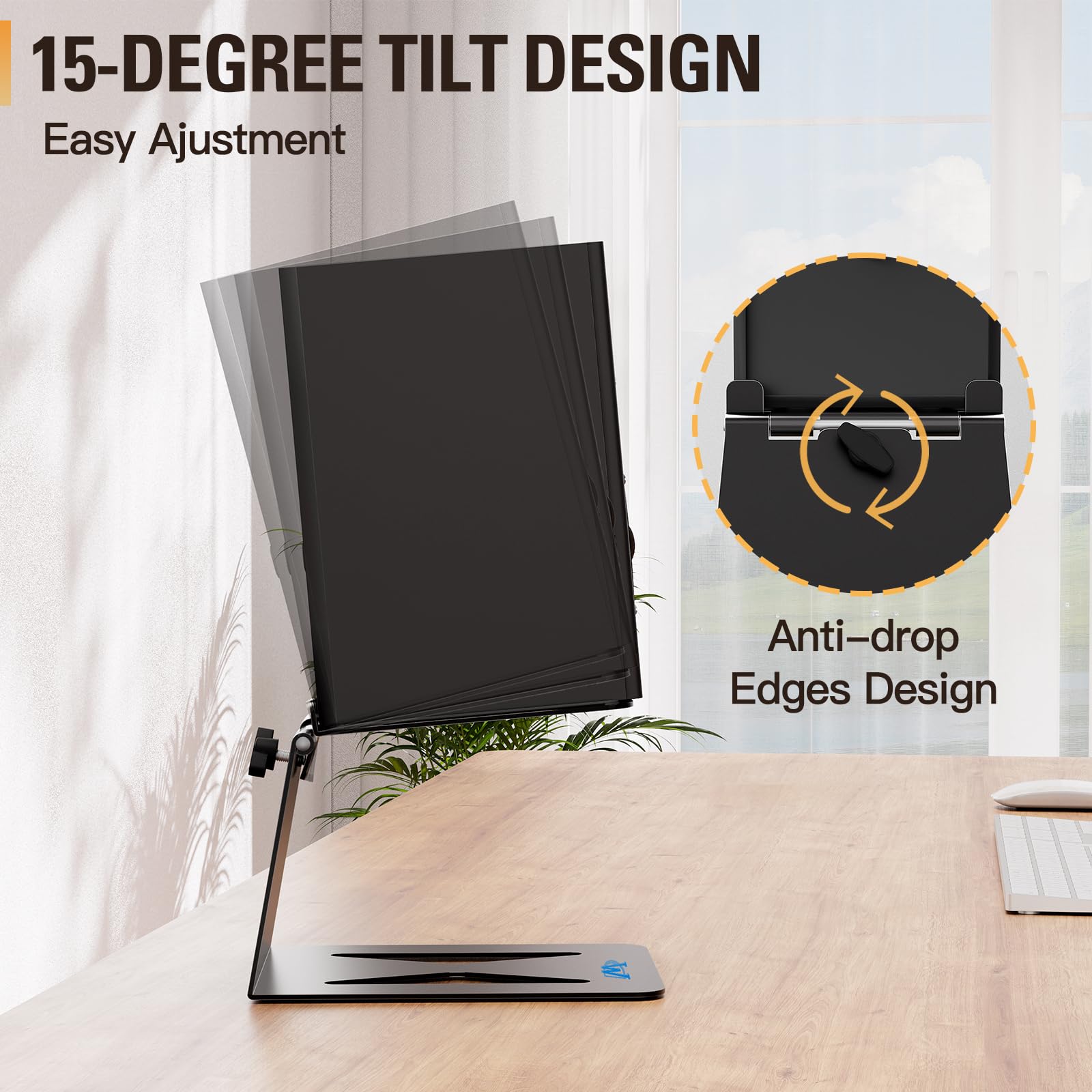 Mounting Dream Desktop Speaker Stand, Tilted Studio Monitor up to 15°with Anti-Vibration Pads, Set of 2 Bookshelf Speaker Stand, Surround Sound Speaker Stand -33 LBS