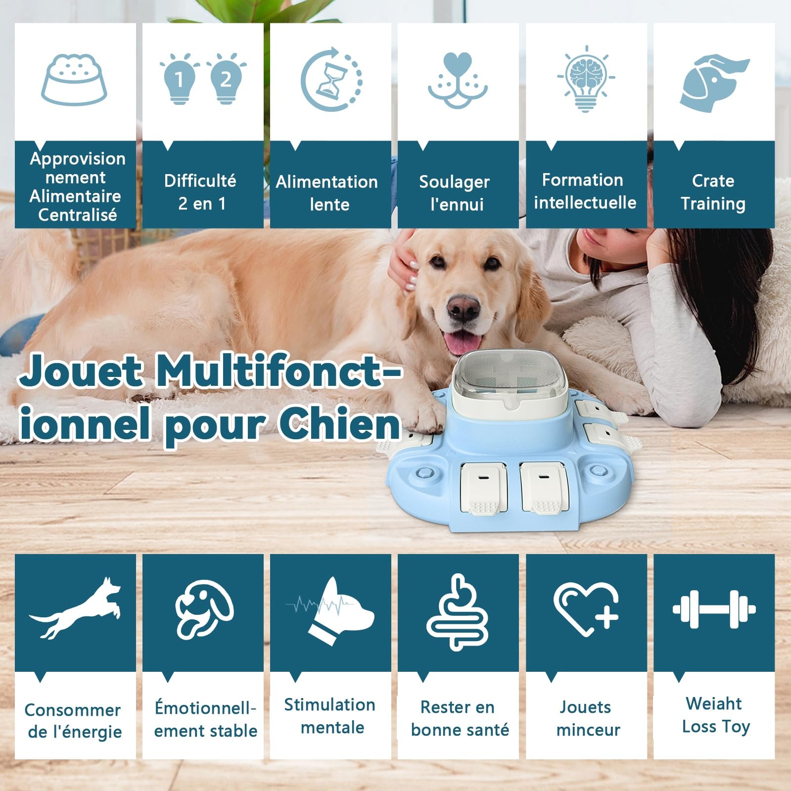 Jouet Chien Occupation, Jeu d'Intelligence Indestructible pour Gamelle - Jeu de Stratégie Dog Activity-Formation Interactive-Niveau 2