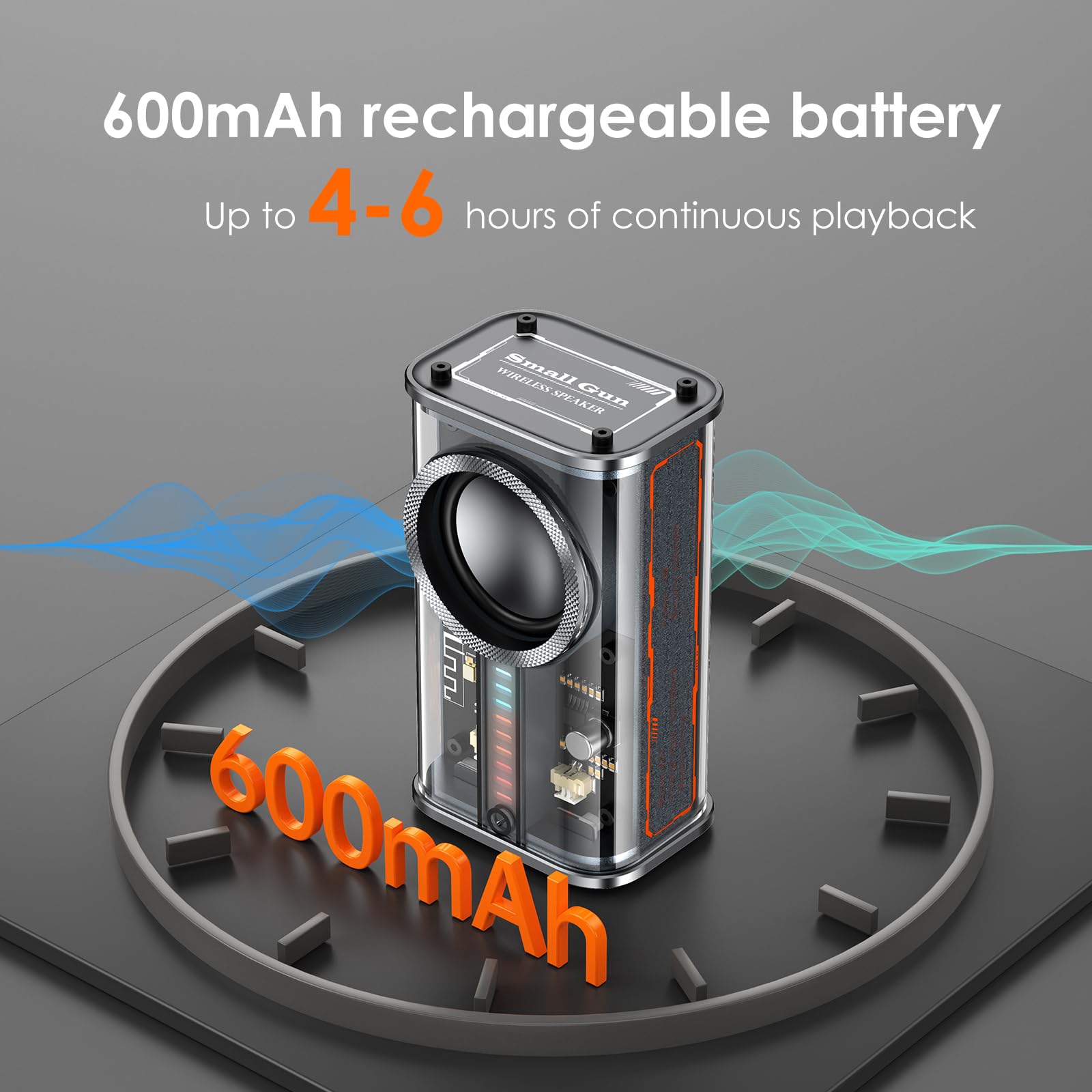 Altavoz Bluetooth portátil con luces, mini altavoz Bluetooth inalámbrico transparente con TWS, altavoz pequeño perfecto sonido HD y graves para oficina, hogar, ducha, habitación, bicicleta, coche