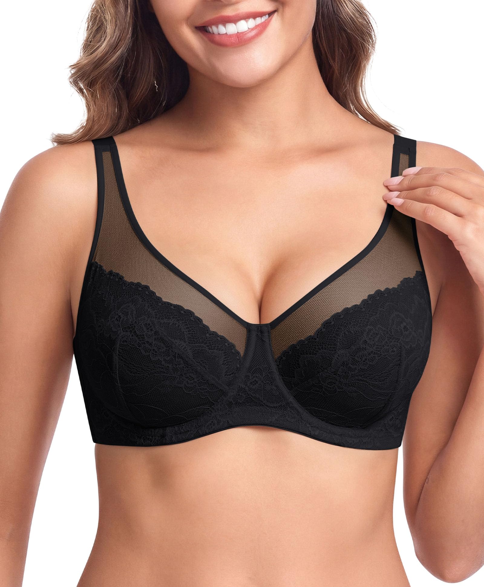 Popilush Minimizer Bra for Women Lace Unlined Full Coverage
