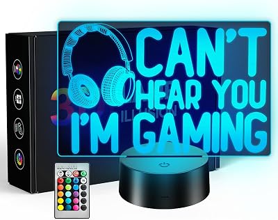 3D Illusion Night Light, Dual Control (Remote + Touch) 16 Colors, USB/Battery Powered, Gaming Equipment LED Lamp, Ideal Gift for Men Gamers Teenagers and Kids