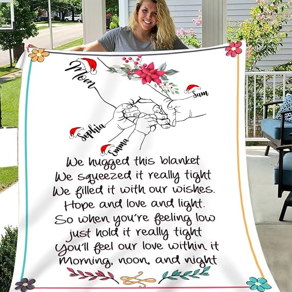 Pofily Customized Grandma Blanket Gift for Grandparents Day, Birthday, Thanksgiving, Gifts for Grandparents Day, Grandma Blanket