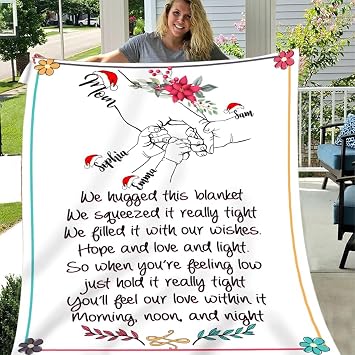 Pofily Customized Grandma Blanket Gift for Grandparents Day, Birthday, Thanksgiving, Gifts for Grandparents Day, Grandma Blanket