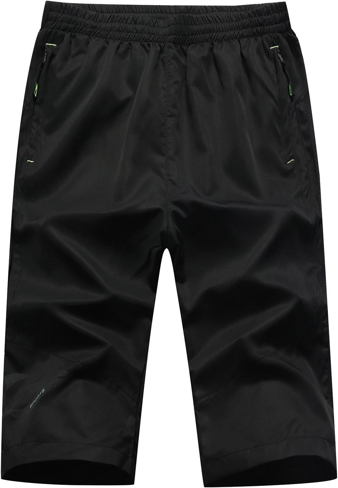 Sidiou Group Summer Thin Anti UV Sun Protection UFP 30+ Men's Sports Shorts Breathable Quick Dry Shorts Fitness Training Shorts Casual Elasticated Waist Capri Pants Mens Running Shorts with Zip Pocket