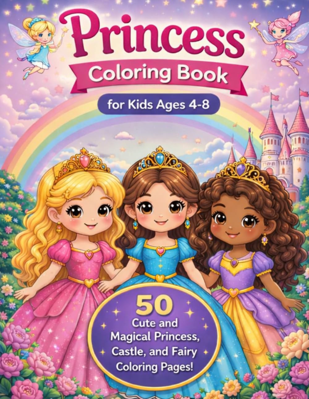Princess Coloring Book for Kids Ages 4-8: Magical Dreams Coloring Series Cute Princesses, Castles, Fairies and Fantasy Coloring Pages for Girls | 50 Fun and Easy Designs