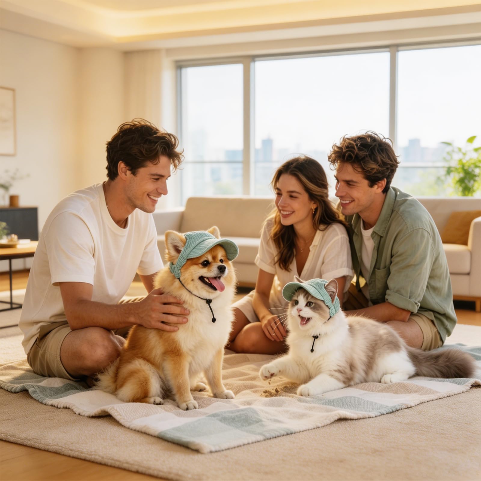 Hunde Cappy mit Ohrlöchern, Hundemütze & Hundecappi für Kleine Hunde und Katzen, Hunde Kappe Sonnenschutz, Sonnenhut Hund Klein mit Verstellbarem Kinnriemen, Dog Hat für Sommer Outdoor