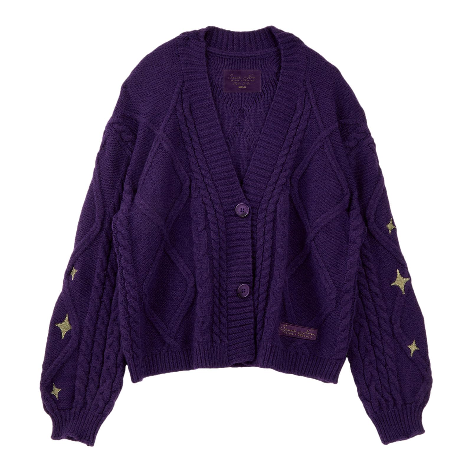 Damen Herbst und Winter Strickjacke Langarm Knopfpullover Strickpullover Lila Pullover