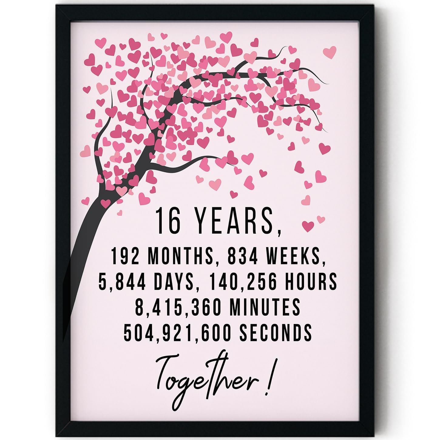 Stuff4 Women's 16 Th Anniversary Poster Framed, Years 192 Months