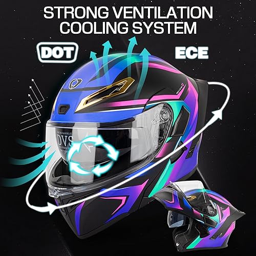 Miniatura 2 de Casco modular Bluetooth para motocicleta, certificado DOT, abatible, de cara completa, antivaho, doble máscara, casco de motocicleta de calle,