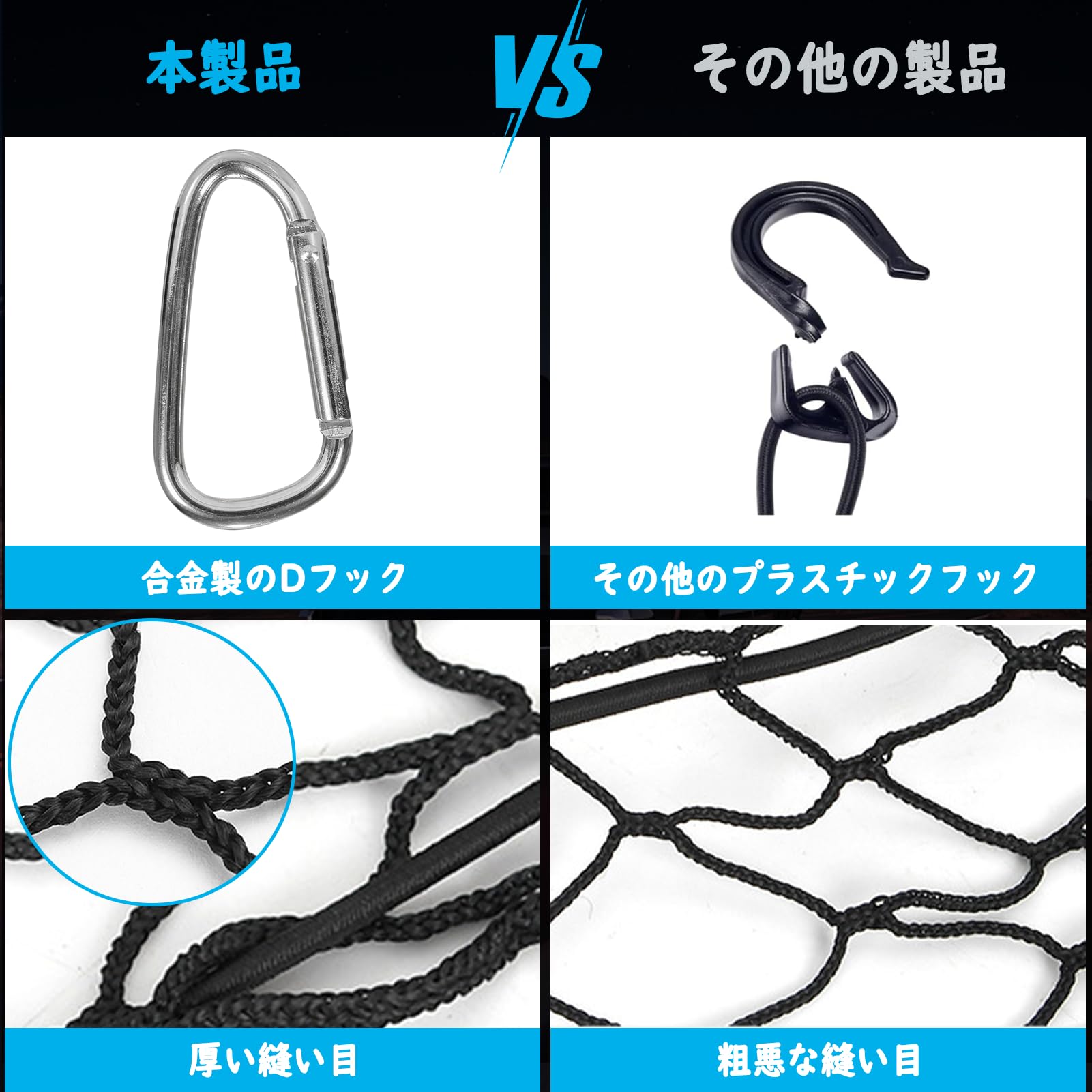 Amazon.co.jp: Ysemco カーゴネット 3段収納ネット 110×30×30cm 