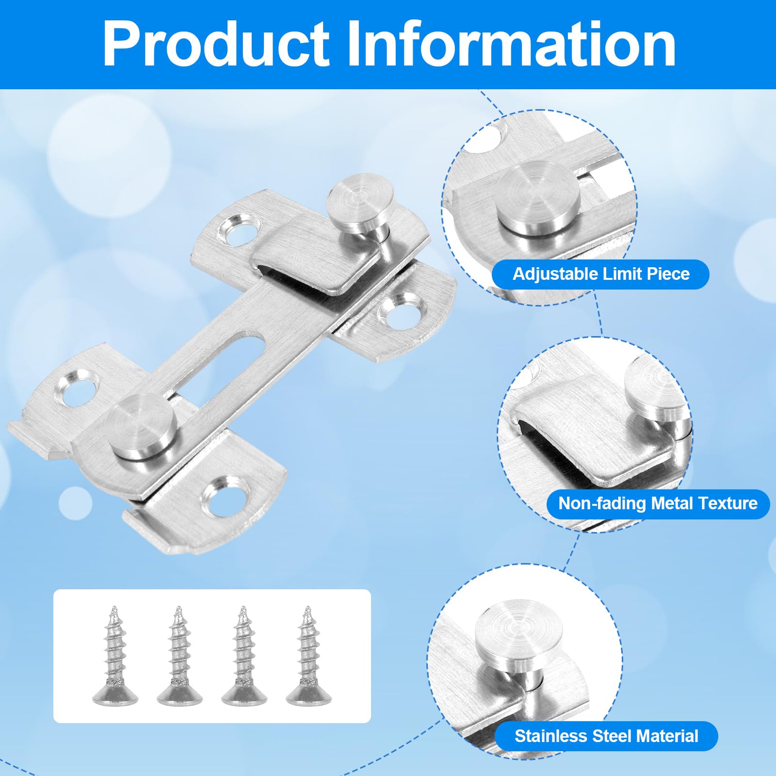 4pcs Verrou Porte Grange Coulissante 90 Degrés 3" Loquet De Porte Coulissante Rabat Verouille Porte Petits Boulons Pour Portes Armoire Fenetres 98549845