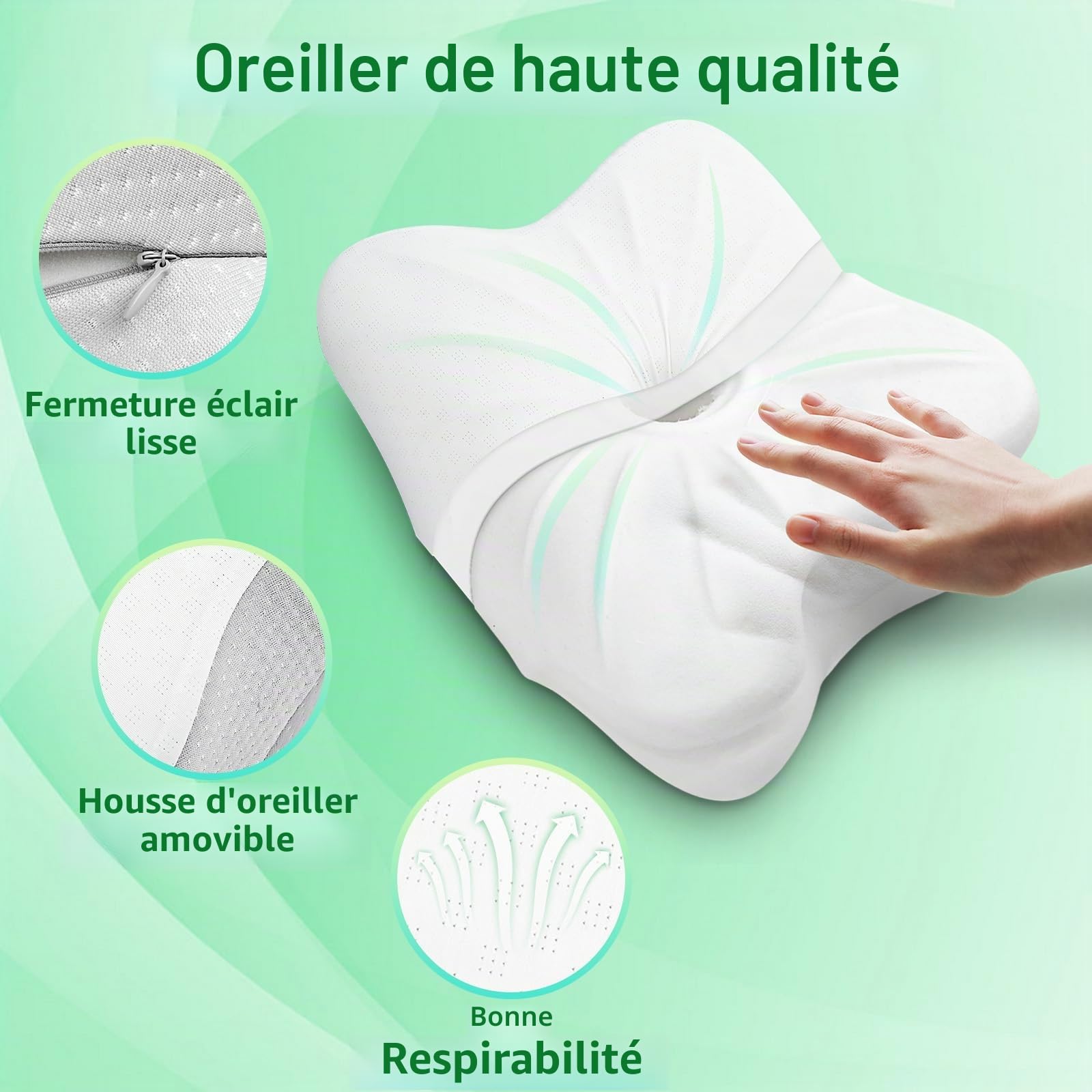 SAHEYER Coussin de Voyage Memory Foam, Oreiller de Camping Petit, Oreiller Ergonomique Cervical pour Le Camping, la Voiture, la Plage, Le Bureau (Gris)