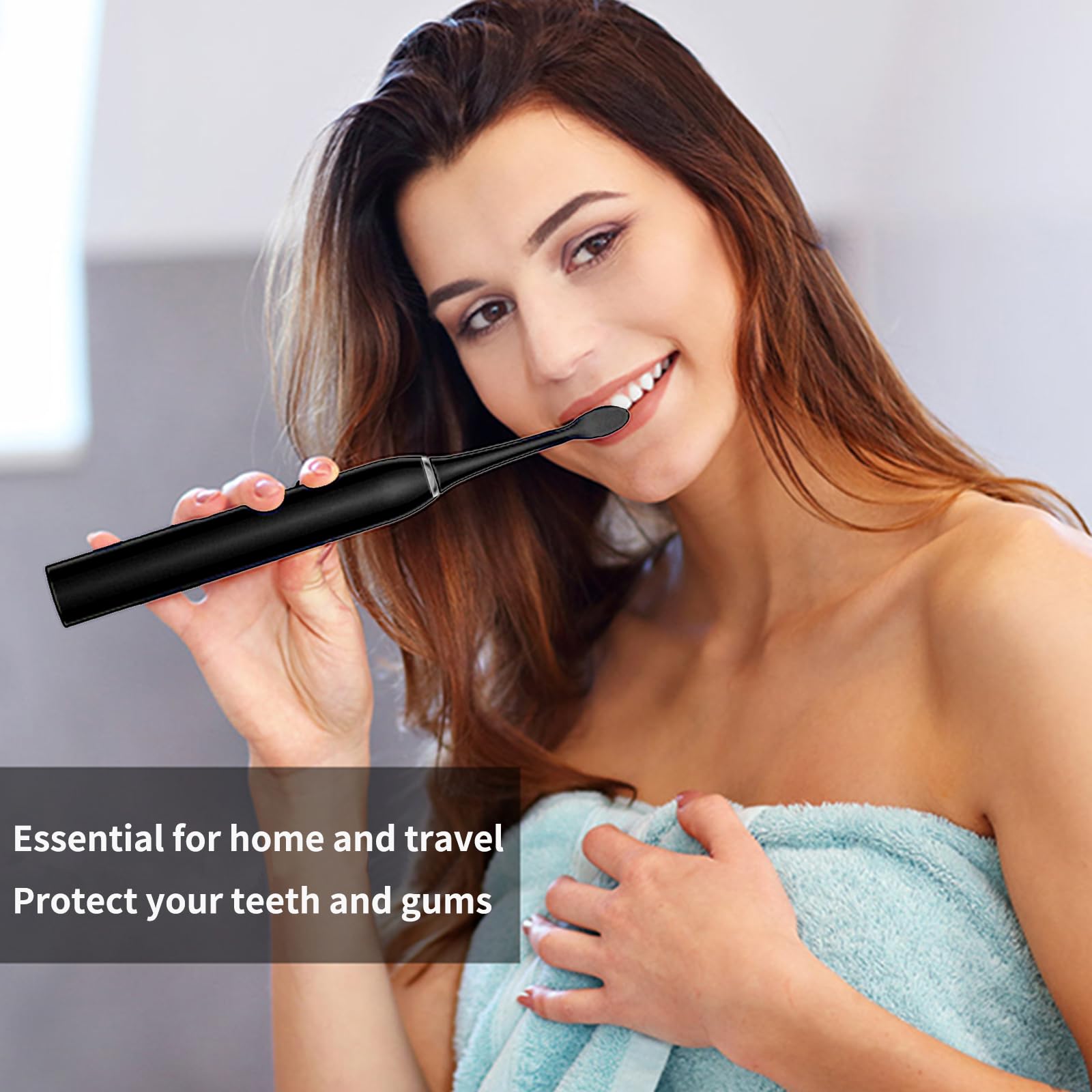 Rooman Cepillo de dientes eléctrico sónico para adultos, 20.000 vibraciones por minuto, 5 modos de limpieza, batería de 90 días, cepillo de dientes eléctrico con temporizador, IPX7 impermeable, 2