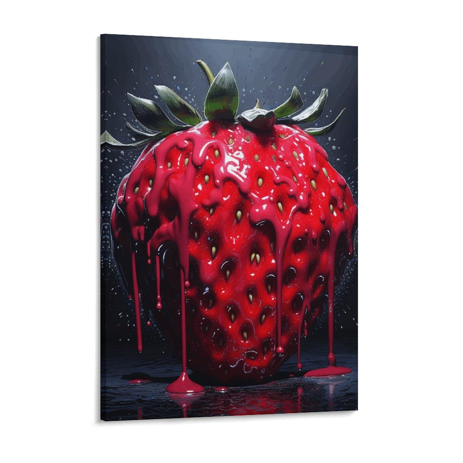 Bright Red Strawberries Canvas Wall Art for Bedroom 12x16inch Canvas Prints Artwork for Walls Modern Picture Artwork Painting for Living Room Aesthetic Wall Paintings for Bathroom Kitchen Off