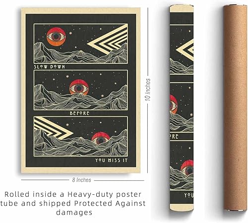 Miniatura 3 de Juego de 3 piezas de arte de pared hippie vintage de los años 70, ojos psicodélicos, impresiones de cuadros bohemios psicodélicos, citas