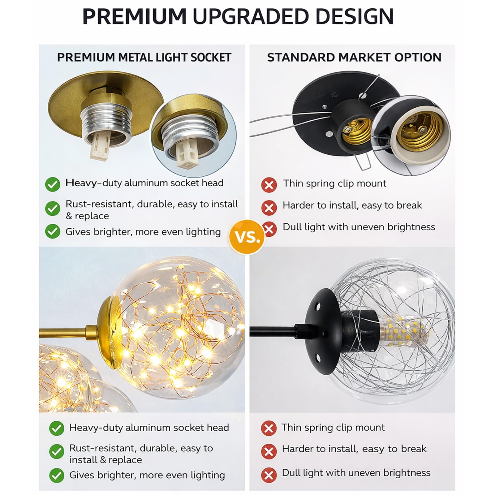 Suspension LED Linéaire Moderne avec Globes en Verre Soufflé à La Main Lampe Suspendue Dimmable éclairage îlot de cuisine luminaire moderne design pour Salle à Manger Cuisine(Black,Straight rod)