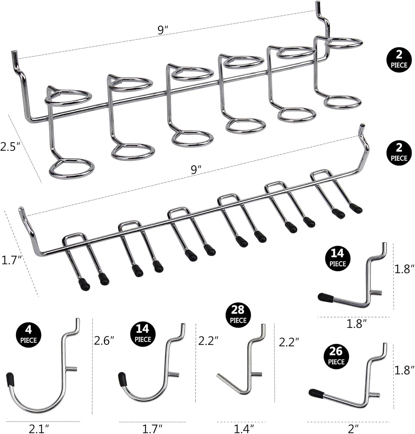 Pegboard Hooks Assortment with Plastic Peg Locks, Pegboard Accessories for Hanging Heavy Duty Tools, for Organizing Various Tool and Saving The Space, 170 Pieces: Home Improvement