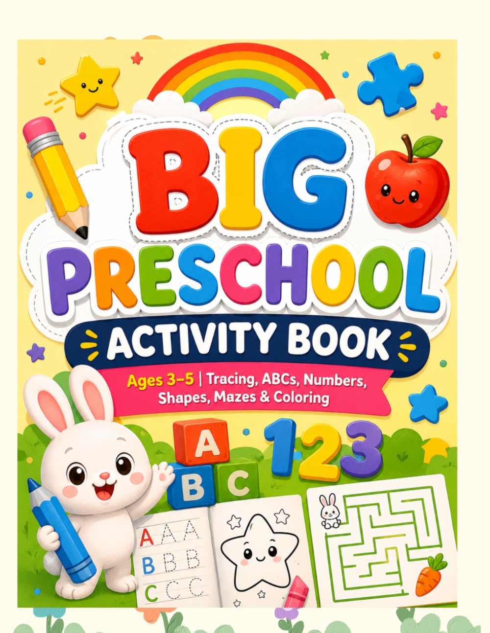 Big Preschool Activity Book: Ages 3–5 | Tracing, ABCs, Numbers, Shapes, Mazes & Coloring (Little Learners Workbook Series)