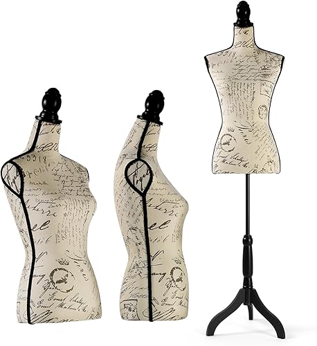 SIMEFUL Maniquíes femeninos con soporte de base de trípode, maniquí ajustable de altura de 52 a 67 pulgadas, forma de ropa portátil para coser