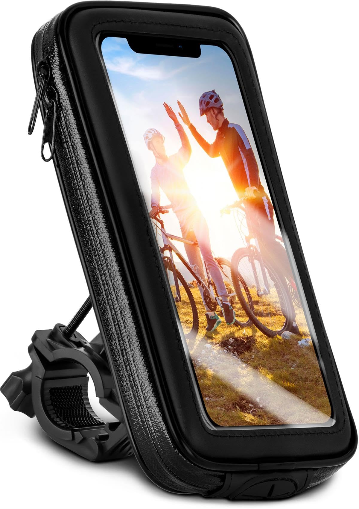 moex Bicycle Mobile Phone Holder Compatible with Xiaomi Redmi Note 13 Pro+ 5G - Handlebar Bag with Viewing Window, Tilt and Rotatable, Handlebar Holder Waterproof, Black