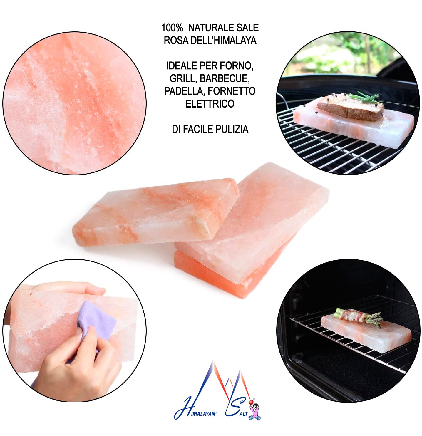 Piastra di sale rosa per grigliare – Pietra Gourmet di sale rosa riutilizzabile per una cottura sana ed innovativa di carne, pesce, pane e verdure
