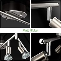 Vista 4 de Unicozin Kit de Iluminación de Riel LED de 6 Luces, Níquel Mate, Iluminación de Focos de Techo de 6 Vías, Cabezal Flexiblemente Rotativo, Luz