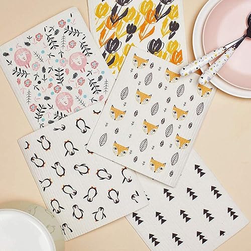 Miniatura 6 de Juego de 4 paños de limpieza reutilizables para cocina, absorbentes y de secado rápido, juego de 4 toallitas sin olor (naranja)