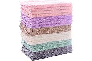 24 Multicolor Coral Fleece Kitchen Dishcloths - Absorbent and Nonstick