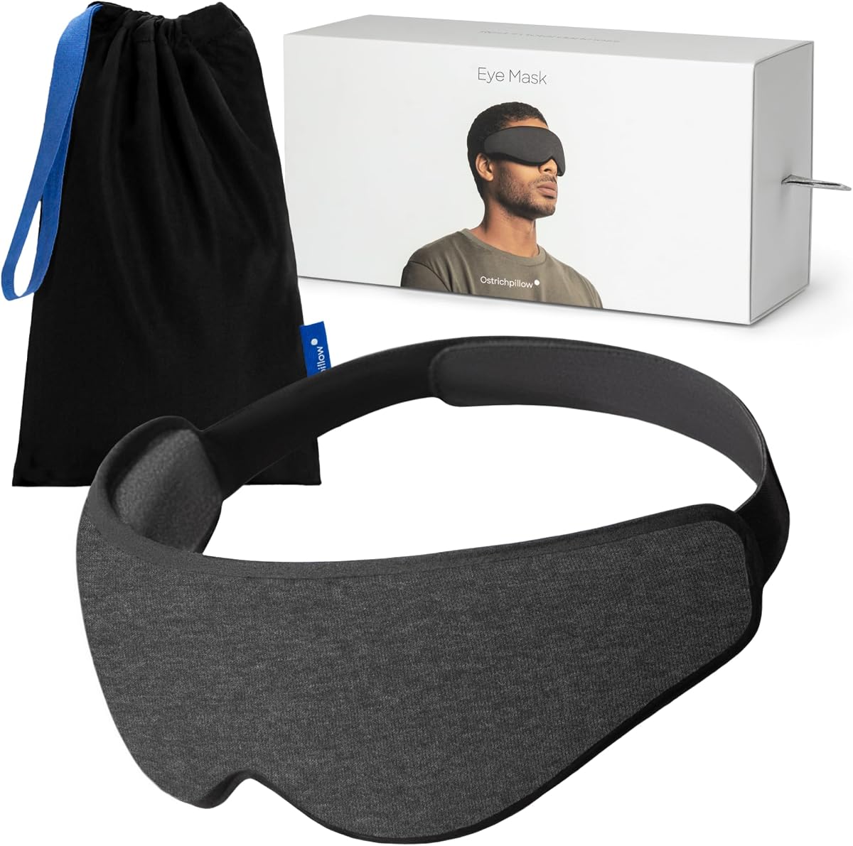 Ostrichpillow Eye Mask Antifaz para dormir 3D, 100% opaco sin presión, lavable