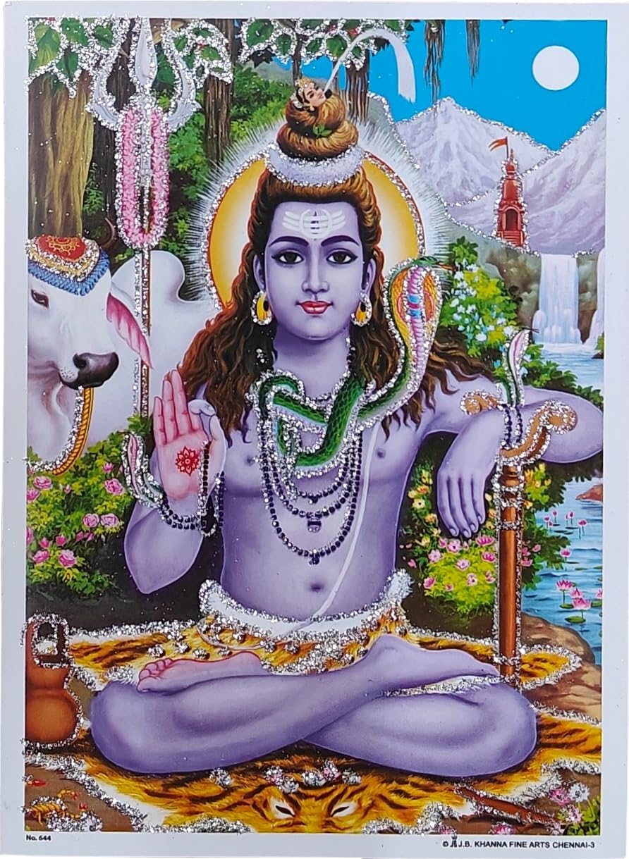 Rastogi Handicraft White Paper India Best Of Reprint Hindu God Poster/Picture With Unframed (, Blessing-Shiv-Ji-7'X5:)