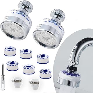Faucet Filter, 360°Rotating Bathroom Sink Filter, Purifier Kitchen Faucet Filter to Remove Chlorofluoride Heavy Metal Hard Water, Kitchen Bathroom Universal Sink Water Filter Faucet. (2Pcs)