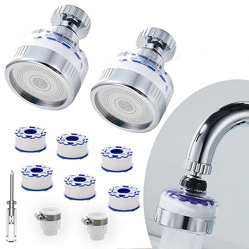 Filtro de grifo, filtro de fregadero de baño giratorio de 360, filtro purificador de grifo de cocina para eliminar el clorofluoruro de agua dura de
