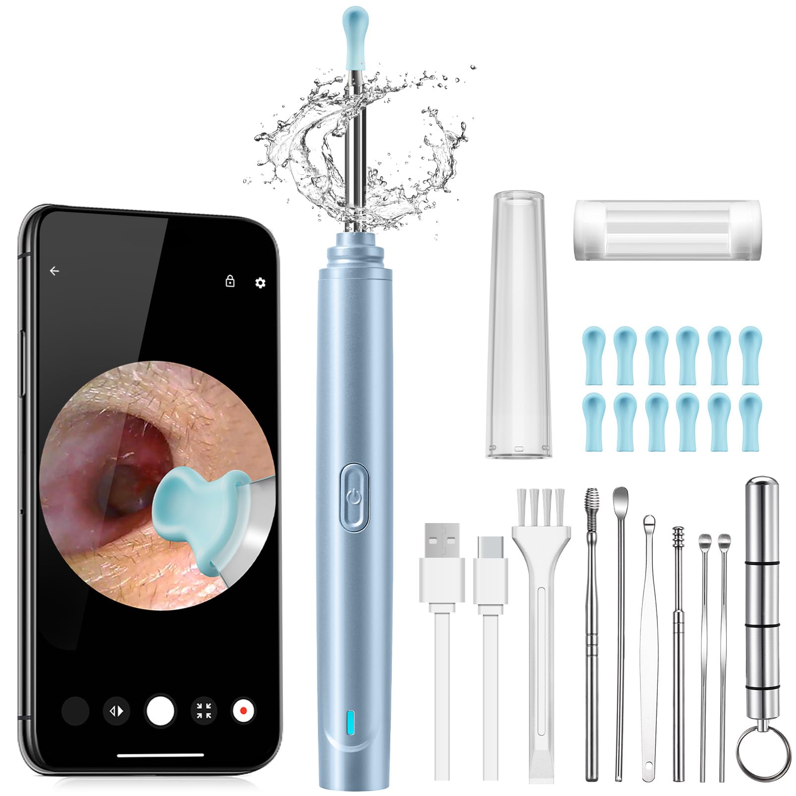 Ear Wax Removal Tool Camera, 1296P HD Camera and 6 LED Lights, Ear Cleaner with Camera, 1296P HD Camera and 6 LED Lights, Ear Cleaning kit, Ear Wax Removal Kit