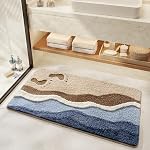 Cute Ocean Bathroom Rug Super Absorbent Bath Mat Machine Washable and Non Slip Fluffy Carpet for Shower, Bedroom and Living Room (31"x20", Footprint)