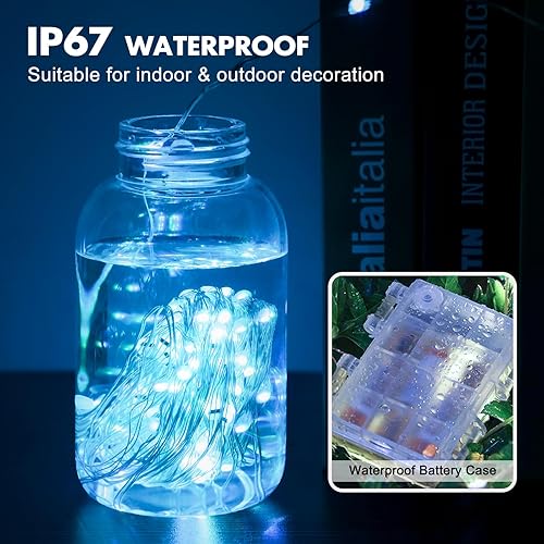 Miniatura 8 de Paquete de 2 luces LED de 39 pies con 120 luces LED con temporizador remoto, luces RGB que cambian de color, luces parpadeantes alimentadas por