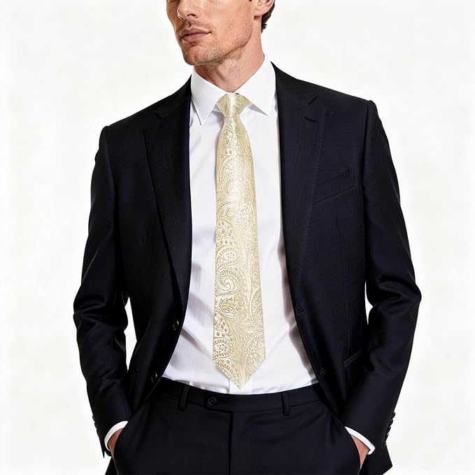 Juego de Corbata y Pañuelo de Bolsillo Paisley para Hombre miniatura 2