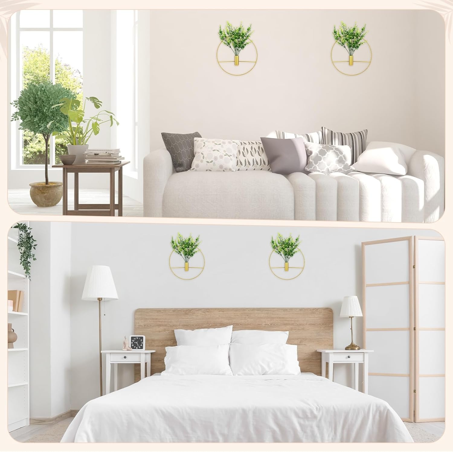 Amazon.co.jp: ハンギングフラワーポットメタルハンギングバスケットゴールドハンギングプランター直径16cmハンギングプラントポット植物用壁 多肉植物ガーデン屋外屋内-Gold|Rund-34 x 34 cm : DIY・工具・ガーデン 2セット 植物 壁装飾 ハンギングプランター 人工ユーカリメタルハンギング花瓶 ラウンドシェイプウォールプランターホルダー ボーホー