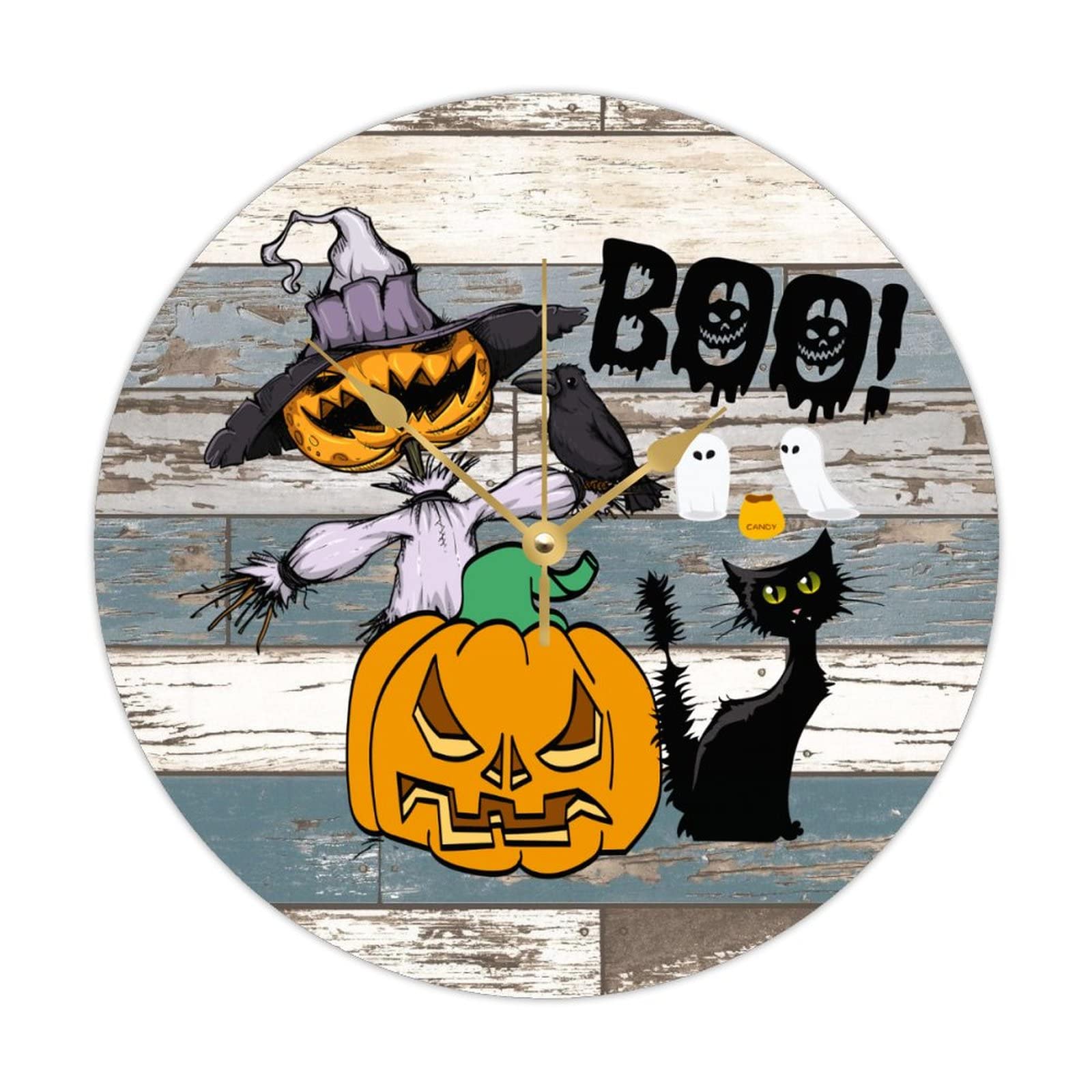 Horloge murale d'Halloween bois sans tic-tac déco chambre calme