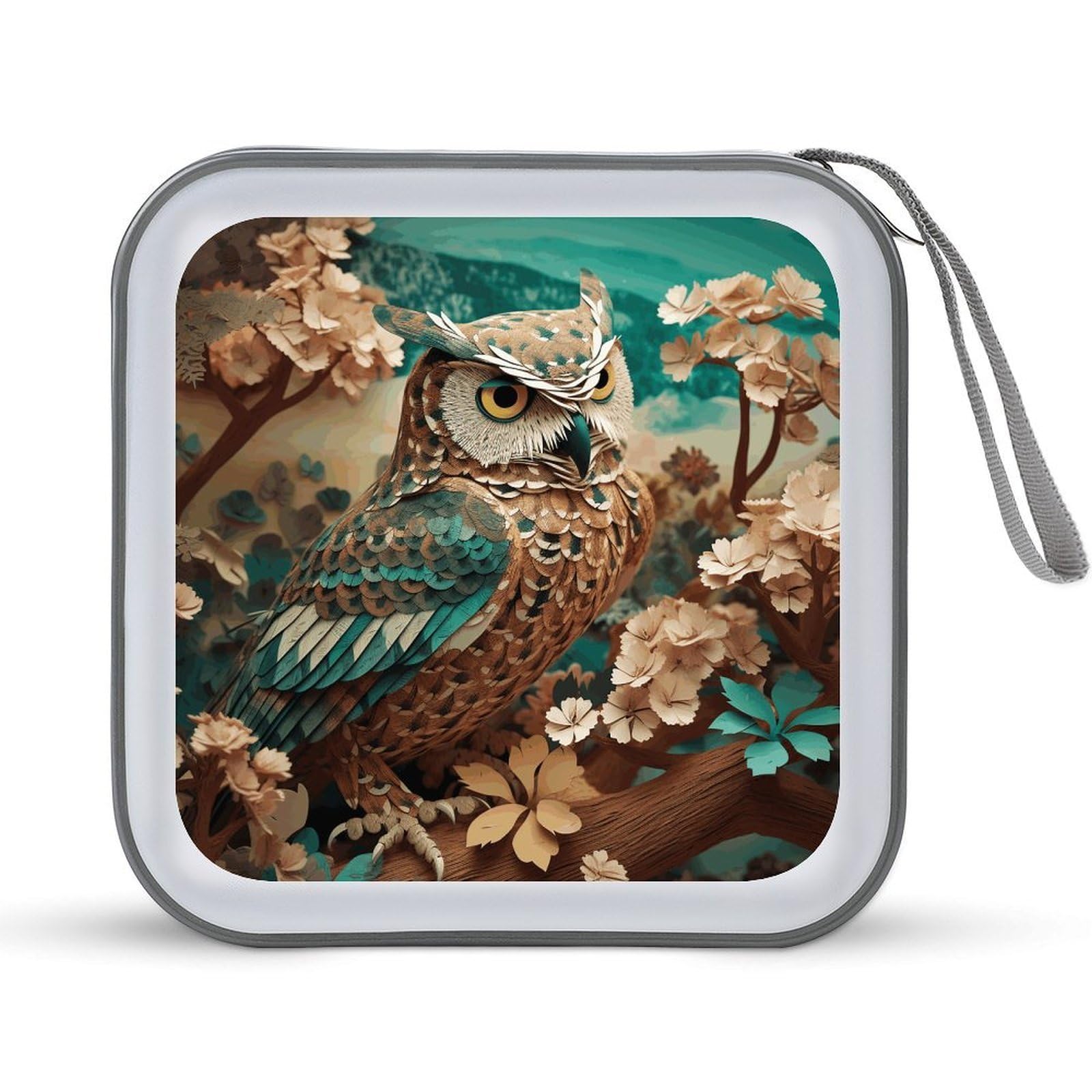 FekiLoot Owl2 CD Case 40 Capacity Hard Plastic Holder DVD Disc Storage Folder for Car Laptop Zipper Disc Storage Organizer Zipper