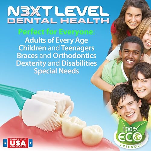 Miniatura 5 de 3D PRO BRUSH | 2 cepillos de dientes de 3 lados | 3 veces triple limpieza + masaje de encías suaves | Paquete de 14 cabezales de repuesto | Raspador