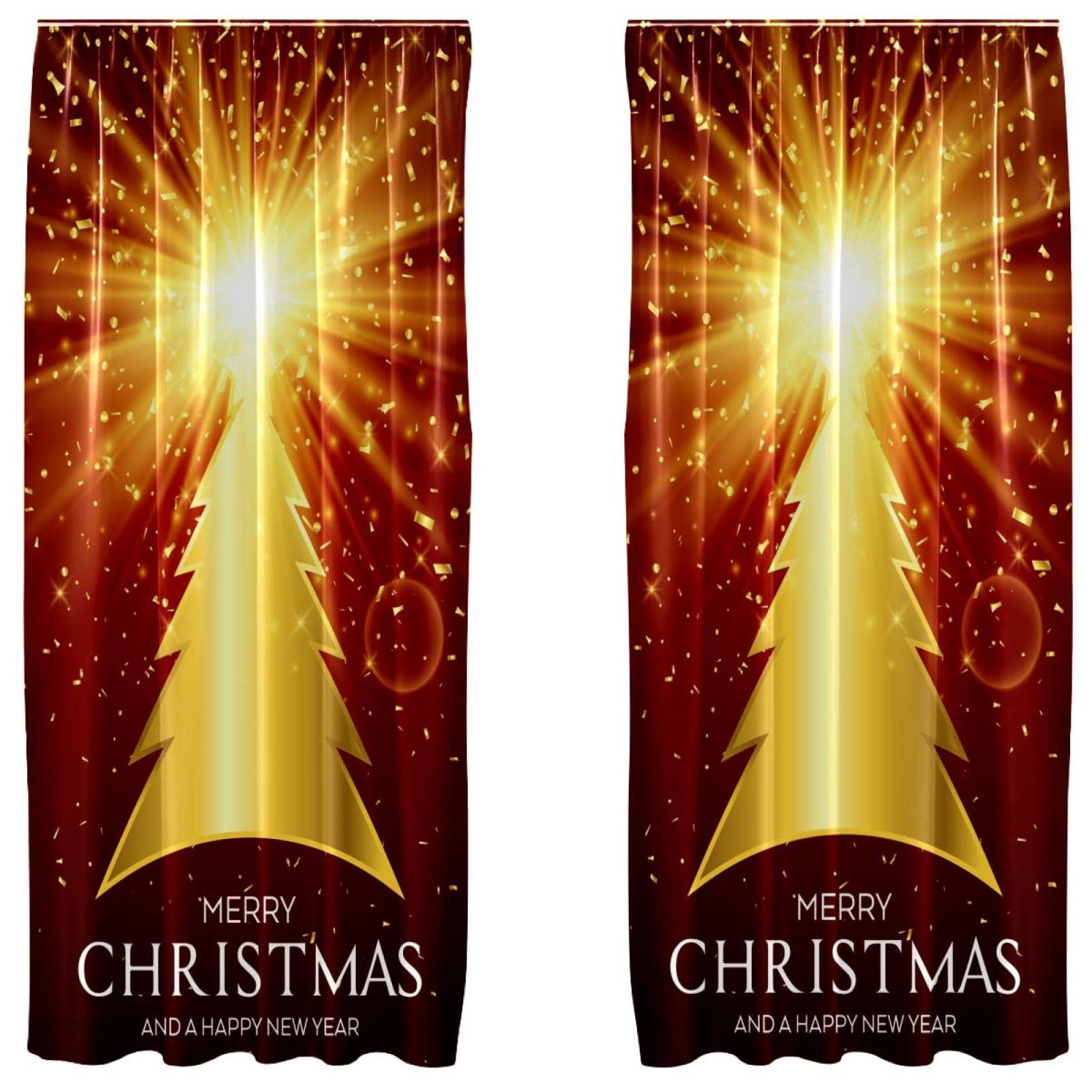 2 panneaux 140 x 213 cm occultants à motif sapin de Noël chic