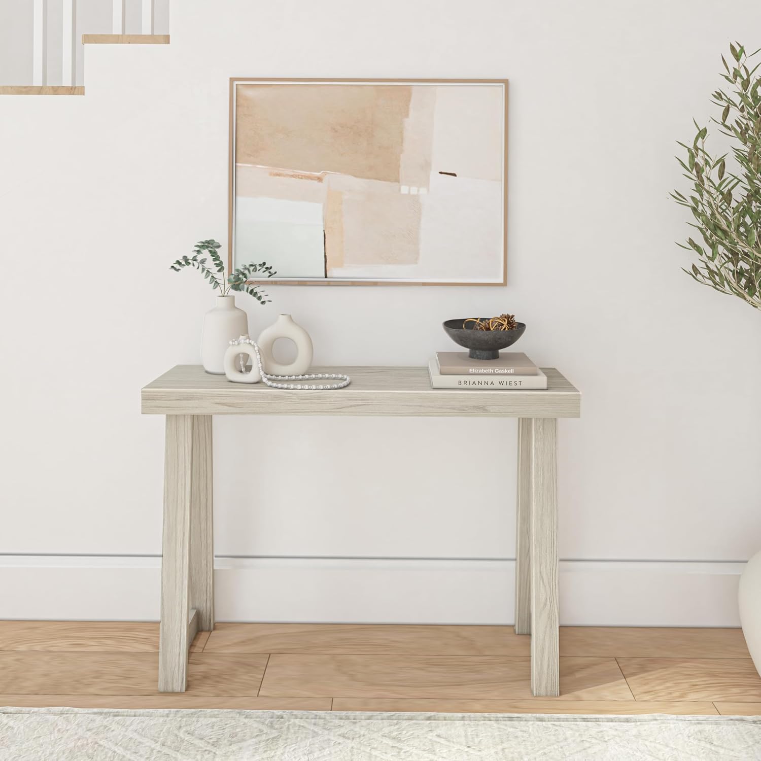Solid Wood Console Table, 46.25 Inch, Sofa Table, Narrow Entryway Table for Hallway, Behind The Couch, Living Room, Foyer, Easy Assembly, Coastal White - Image 3
