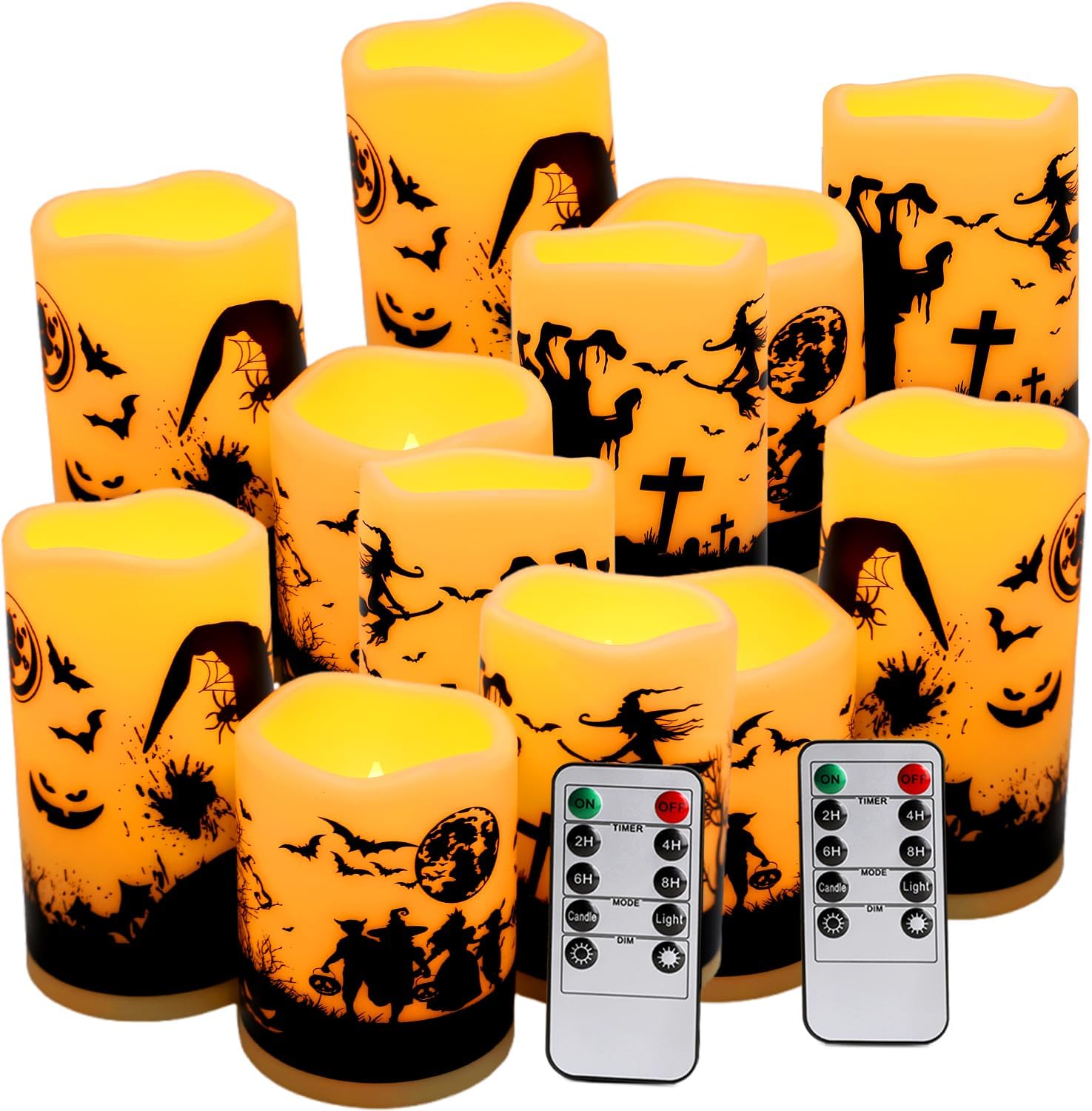12 Pack Halloween Flameless Candles, spooky LED candle lights, safe indoor decor