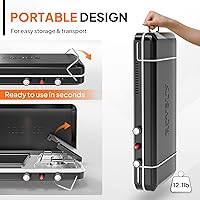 Vista 3 de ROVSUN Estufa de camping portátil 2 en 1 con parrilla