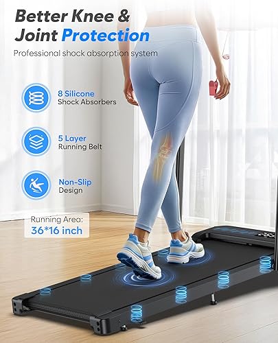 Miniatura 6 de Foldable Treadmill with Incline, Compact Walking Pad Treadmill with Safety Handle Bar, 3.0HP Quiet Under Desk Treadmills for HomeOffice, 320 LBS