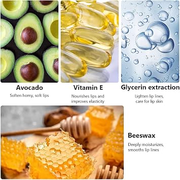 6 Pack Fruit Lip Balm Set, Color Changing Jelly Lipstick with Aloe Vera, Strawberry, Blueberry, Avocado, Peach & Grape, Long-Lasting Moisturizer Makeup for Lips (6PCS)
