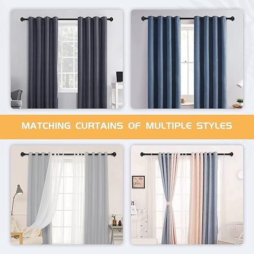 Miniatura 3 de MERJULAN Barras de cortina para ventanas, barra de cortina de 1 pulgada de diámetro, 32 a 168 pulgadas, juego de barras de cortina decorativas