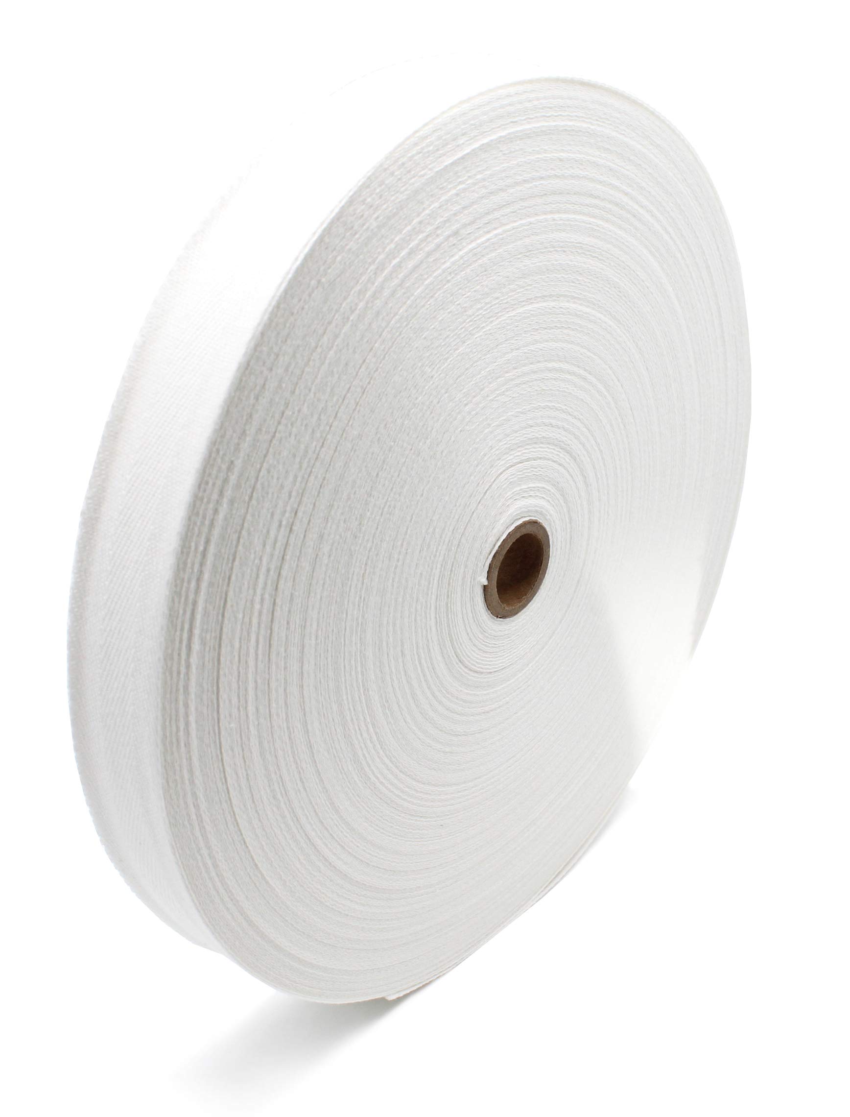 Zipperstop 100% Soft Herringbone Twill Tape 1" White-100 Yard Roll- Made in USA- Herringbone Webbing Tape Sewing Twill Ribbon for DIY Craft Making