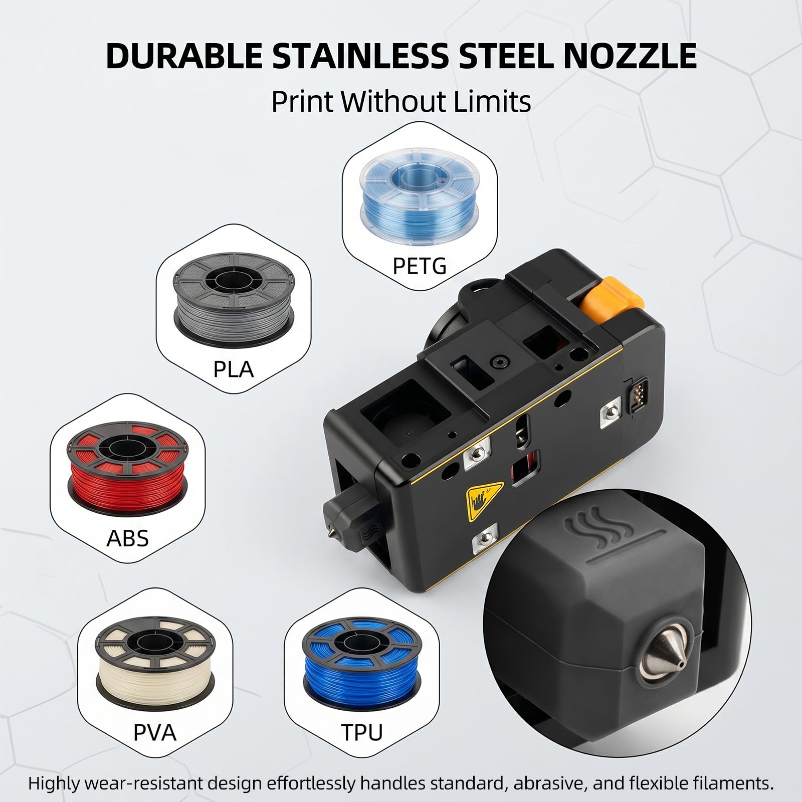 BCZAMD Toolhead 2/3/4 prawe gniazdo do snapmakera U1: 5 sekund szybka wymiana głowicy drukującej ze stali nierdzewnej Dueese Auto Nivelation Sensor komunikat pusty do akcesoriów do druku 3D