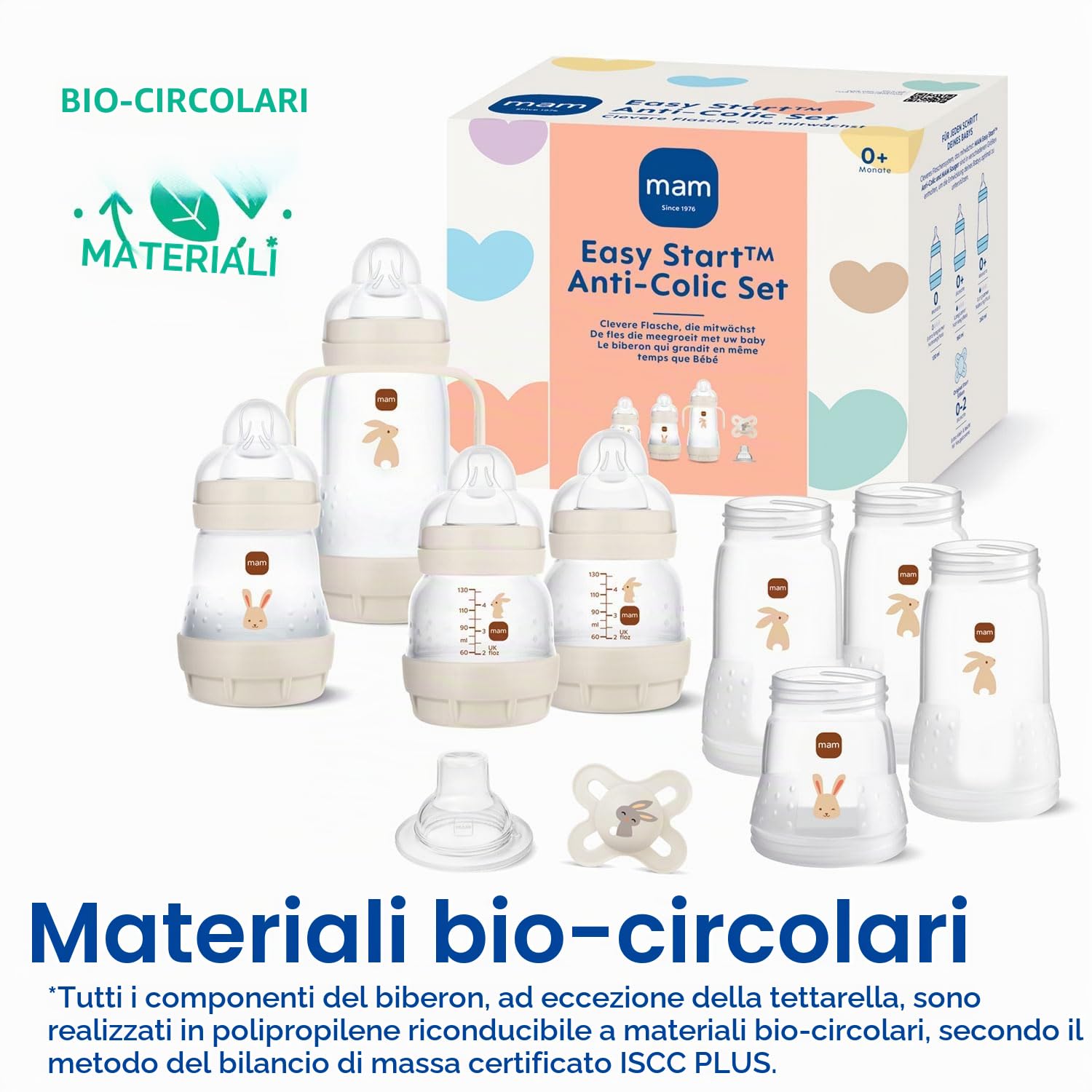 MAM Easy Start - Set di biberon anti-coliche anti-coliche, 15 pezzi, autosterilizzanti, colore: sabbia e beige almond